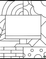 Vorschau - Mal- und Bastelvorlagen - Bunte Laptop Pop-Art Ausmalbilder - Seite 1