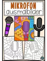 Vorschau - Mal- und Bastelvorlagen - Musikwerkzeuge Pop Art Ausmalbilder Materialpaket - Seite 1