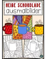 Vorschau - Mal- und Bastelvorlagen - Winter heiße Schokolade Pop-Art Ausmalbilder - Deckblatt