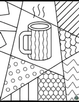 Vorschau - Mal- und Bastelvorlagen - Winter heiße Schokolade Pop-Art Ausmalbilder - Seite 1