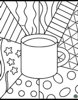 Vorschau - Mal- und Bastelvorlagen - Winter heiße Schokolade Pop-Art Ausmalbilder - Seite 2