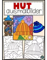 Vorschau - Mal- und Bastelvorlagen - Winter Hut Pop-Art – Ausmalvorlagen für Groß & Klein - Deckblatt