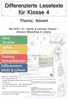 Vorschau - Arbeitsblätter - Lesetexte Advent – Klasse 4 | differenziert - Deckblatt