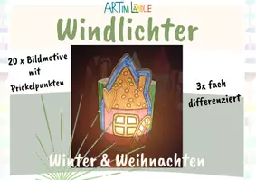Vorschau - Arbeitsblätter - 💫 Prickel-Windlichter Winter & Weihnachten – mit Prickelpunkten - Deckblatt