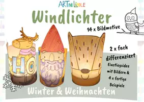 Vorschau - Stundenentwürfe - Weihnachtsbasteln: Windlichter malen & prickeln | Differenziert für Klassen 1–4 - Seite 1