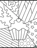 Vorschau - Mal- und Bastelvorlagen - Weihnachten Bunte Cupcake Pop-Art Ausmalbilder - Seite 3