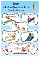 Vorschau - Stationenlernen - Sportstationen Nikolaus Weihnachten Frau Spaßkanone #fitdurchdenwinter - Deckblatt