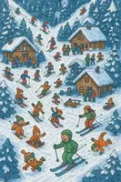 Vorschau - Stundenentwürfe - Rechtschreiben im Winter: Wimmelbild Skipiste - Groß- und Kleinschreibung - Zeichensetzung - Abschreibtext - Vertretungsstunden - Seite 1