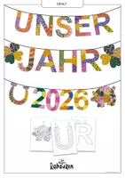 Vorschau - Mal- und Bastelvorlagen - Neujahrs-Girlande 🎆✂️ Silvester Bastelprojekt / Klassenraumdeko - Seite 1