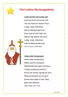 Vorschau - Arbeitsblätter - Fünf Nikolausgedichte zum Vortragen, Auswendiglernen oder Abschreiben (Weihnachtsfeier u.ä.) - Seite 1