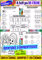 Aperçu - Apprentissages en autonomie - Aventures d’Apprentissage : Cahier de Coloriage, Labyrinthes et Jeux Cérébraux - Page de couverture