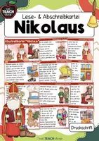Vorschau - Stationenlernen - Nikolaus - Lese-& Abschreibkartei - Druckschrift - Deckblatt