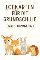 Vorschau - Bildkarten - ⭐ Lobkarten für die Grundschule – Süße Aquarell-Tiere | GRATIS DOWNLOAD ⭐ - Deckblatt