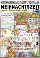 Vorschau - Mal- und Bastelvorlagen - Gemeinschaftsbild Weihnachten / Winter leuchten (auch Adventskalender) - XXL Poster - Deckblatt