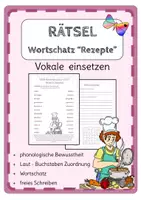 Vorschau - Arbeitsblätter - Wortschatz- Rätsel Deutsch - Verben in Rezepten Vorgangsbeschreibung (Kl. 3-6) - Deckblatt