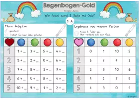 Vorschau - Arbeitsblätter - Spiel: Regenbogen-Gold - verliebte Zahlen - Seite 1