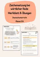 Vorschau - Arbeitsblätter - Zeichensetzung bei wörtlicher Rede - Merkblatt & Übungen - Seite 1