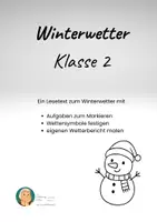 Vorschau - Arbeitsblätter - Winterwetter zum Lesen, Markieren und Wettersymbole festigen - Deckblatt