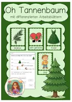 Vorschau - Arbeitsblätter - Oh Tannenbaum Flashcards + Arbeitsblätter + Sachinformation - Deckblatt