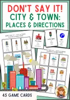 Vorschau - Arbeitsblätter - Don’t Say It! – Cities, Places & Directions Vocabulary – Speaking Game for ESL - Deckblatt