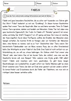 Vorschau - Arbeitsblätter - Fabeln Arbeitsblätter mit Fragen + Lösungen Lesetraining Lesen - Seite 1
