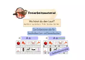 Vorschau - Arbeitsblätter - Freiarbeitsmaterial - Wo hörst du die Laute? - Deckblatt