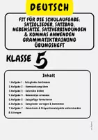 Vorschau - Arbeitsblätter - Fit für die Schulaufgabe: Satzglieder, Satzverbindungen, Nebensätze, Satzbau, Kommas anwenden - Grammatiktraining Übungsheft Klasse 5 - Deckblatt