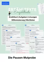 Vorschau - Arbeitsblätter - Kurzgeschichte / Erzähltext – Die Pausen-Mutprobe - Deckblatt