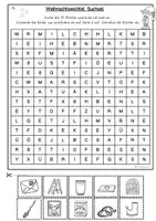 Vorschau - Arbeitsblätter - Wichtel Suchsel Wörtersuche Wichteltür Klasse 1, 2, DaZ, DaF Weihnachten - Seite 1