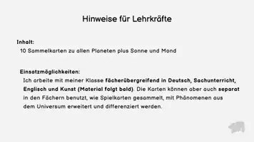Vorschau - Fördermaterial/Inklusion - Steckbriefe der Planeten - Sammelkarten - Seite 1