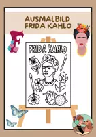 Vorschau - Mal- und Bastelvorlagen - Ausmalbild Frida Kahlo - Deckblatt