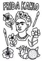 Vorschau - Mal- und Bastelvorlagen - Ausmalbild Frida Kahlo - Seite 1