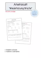 Vorschau - Arbeitsblätter - AB "Wiederholung Brüche" (erweitern, kürzen, addieren, subtrahieren) - Deckblatt