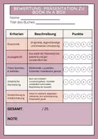 Vorschau - Arbeitsblätter - Bewertung der Präsentation von Book in a box - Deckblatt