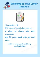 Aperçu - Autre type de ressources - Planner for Boys – Cute Weekly & Monthly Kids Organizer - Page 1