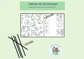 Vorschau - Mal- und Bastelvorlagen - Zählen mit Strichlisten / Suchbild - Seite 1