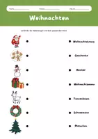 Vorschau - Arbeitsblätter - Weihnachtsbilder verbinden mit Wörtern - Deckblatt
