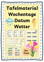 Vorschau - Präsentationen/Tafelbilder - Tafelmaterial Wochentag Datum Wetter - Deckblatt