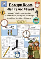 Vorschau - Arbeitsblätter - Escape Room - die Uhr (Klasse 2-3) #schulstartbyextraklasse - Deckblatt