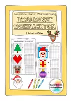 Vorschau - Arbeitsblätter - Pixelkunst Neujahr, Fasching/Karneval, Ostern, Halloween, Weihnachten - Feste und Feiern - Materialpaket 2 - Geometrie, Kunst, Wahrnehmung - Seite 1