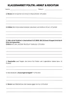 Vorschau - Arbeitsblätter - Klassenarbeit Politik: Armut und Reichtum Klasse 7/8 mit Lösungen - Seite 1
