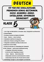Vorschau - Arbeitsblätter - Fit für die Schulaufgabe: Kasus-Numerus-Genus, Adverbien, Pronomen genau bestimmen Übungsheft Klasse 5 - Deckblatt