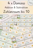 Vorschau - Stationenlernen - 4x Domino: Addition und Subtraktion im ZR bis 10, differenziert - Deckblatt