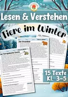 Vorschau - Arbeitsblätter - Lesen & Verstehen - Tiere im Winter (Klasse 3-5) - Deckblatt