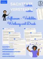 Vorschau - Arbeitsblätter - Sachtext Influencer – Vorbilder, Werbung & Druck (mit Differenzierung & Wortlisten) - Deckblatt