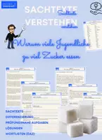 Vorschau - Arbeitsblätter - Sachtext Ernährung – Warum viele Jugendliche zu viel Zucker essen (mit Differenzierung & Wortlisten) - Deckblatt