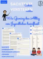 Vorschau - Arbeitsblätter - Sachtext Gaming – Wie Gaming den Alltag von Jugendlichen beeinflusst (mit Differenzierung & Wortlisten) - Deckblatt