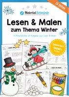 Vorschau - Mal- und Bastelvorlagen - Lesen & Malen zum Winter (15 Arbeitsblätter) - Deckblatt