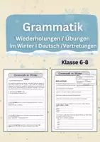 Vorschau - Arbeitsblätter - Grammatik-Wiederholungen – Winterübungen für Deutsch | Klasse 6–8 - Deckblatt