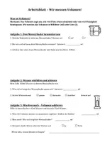 Vorschau - Arbeitsblätter - Arbeitsblatt Volumen Mechanik Flüssigkeiten Messen Physik Experiment - Deckblatt